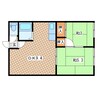 シティハイム日の出パーク 2DKの間取り
