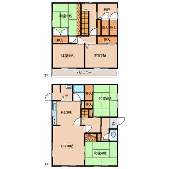 間取図 函館本線/峰延駅 徒歩34分 1-2階 築48年