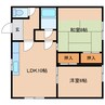 函館本線/岩見沢駅 徒歩20分 2階 築45年 2LDKの間取り