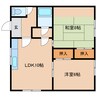 函館本線/岩見沢駅 徒歩20分 2階 築45年 2LDKの間取り