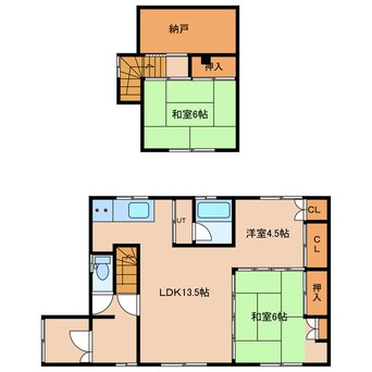 間取図 美唄市進徳町貸家