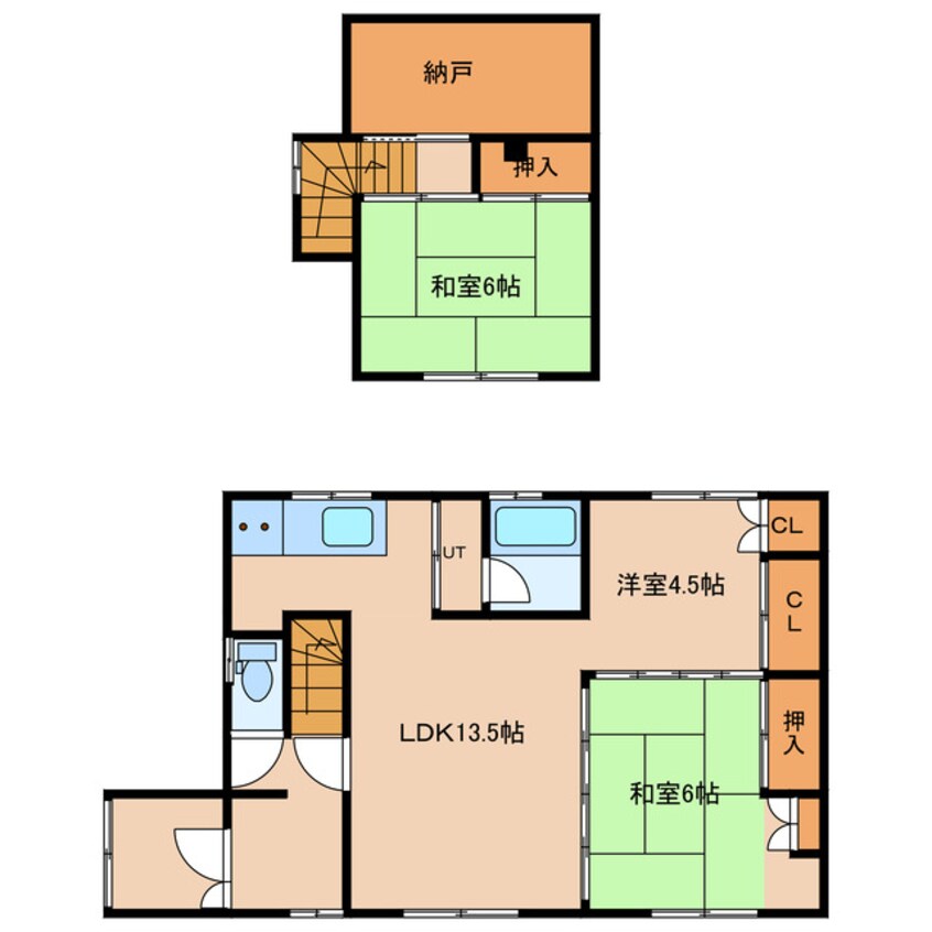 間取図 美唄市進徳町貸家