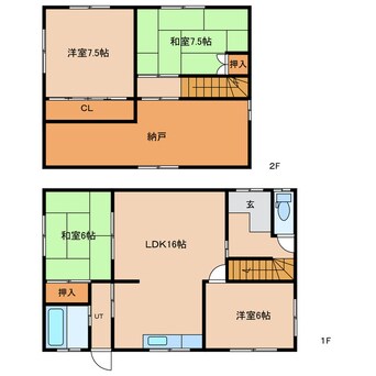 間取図 大和2条6丁目貸家