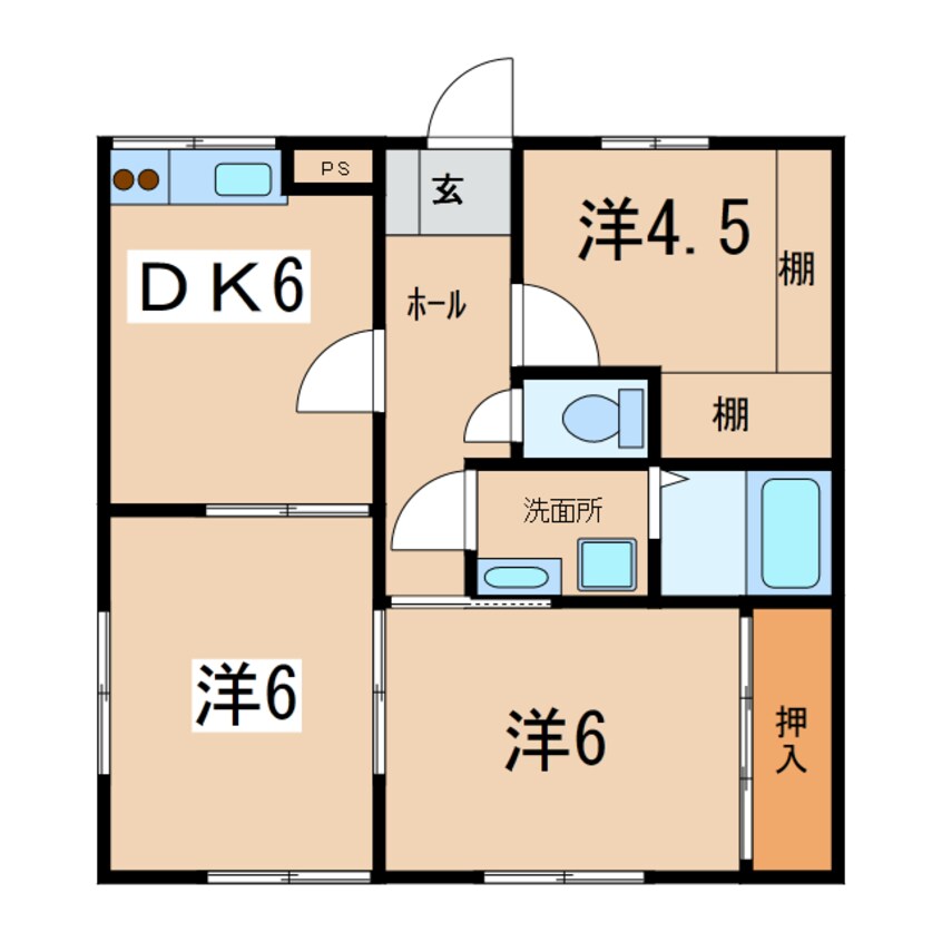 間取図 常磐線（東北地方）/相馬駅 徒歩16分 1階 築26年