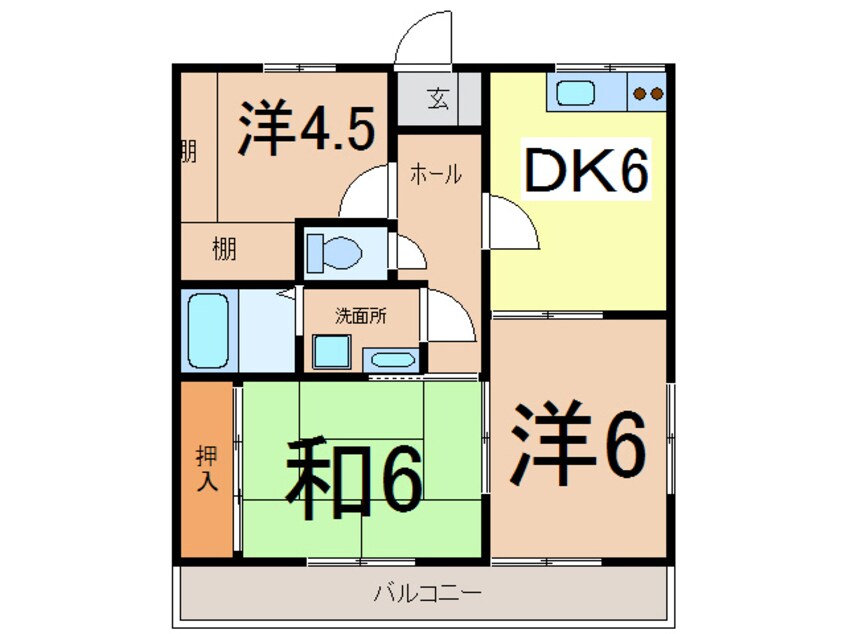 間取図 常磐線（東北地方）/相馬駅 徒歩16分 2階 築26年