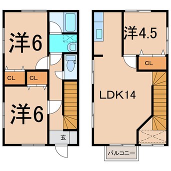 間取図 常磐線（東北地方）/相馬駅 徒歩27分 1-2階 築20年