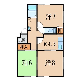 間取図 常磐線（東北地方）/相馬駅 徒歩17分 2階 築27年