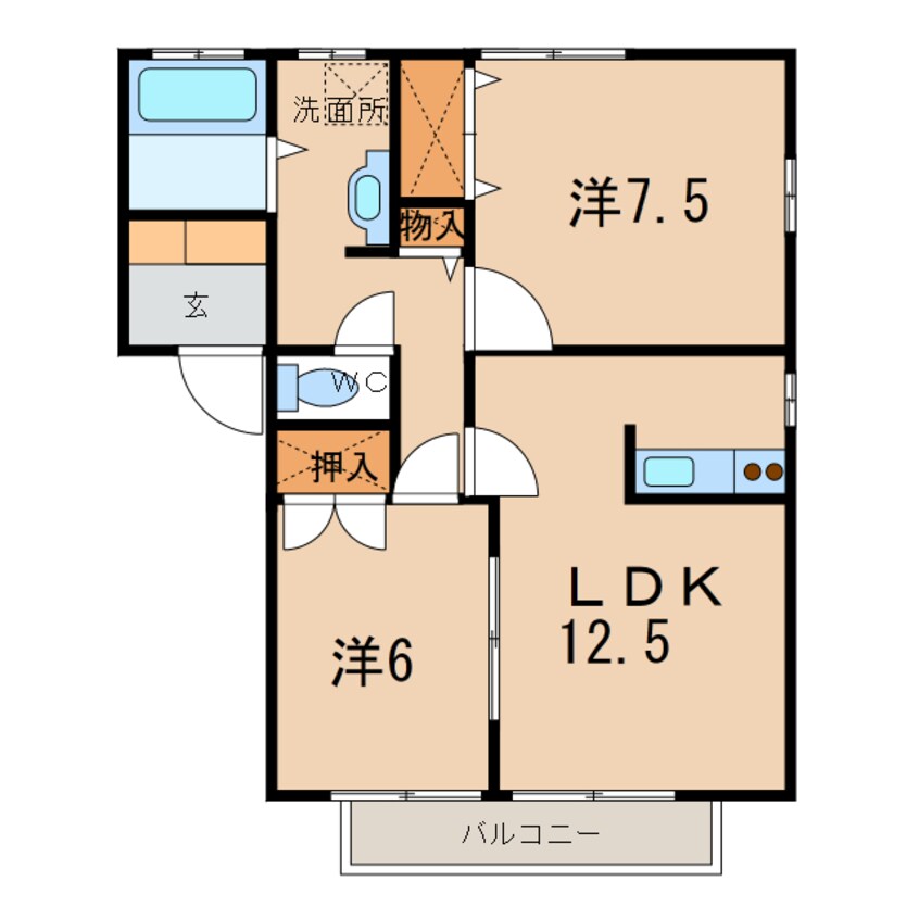 間取図 常磐線（東北地方）/相馬駅 徒歩16分 2階 築24年