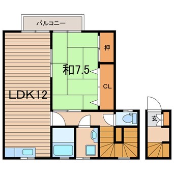 間取図 常磐線（東北地方）/相馬駅 徒歩8分 2階 築25年