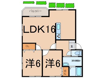 間取図 常磐線（東北地方）/相馬駅 徒歩16分 2階 築18年