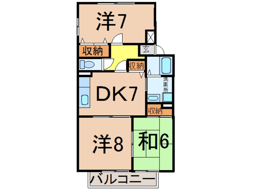 間取図 常磐線（東北地方）/相馬駅 徒歩8分 2階 築25年