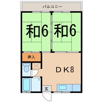 間取図 常磐線（東北地方）/相馬駅 徒歩19分 2階 築36年