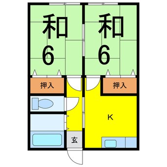 間取図 常磐線（東北地方）/相馬駅 徒歩16分 2階 築36年