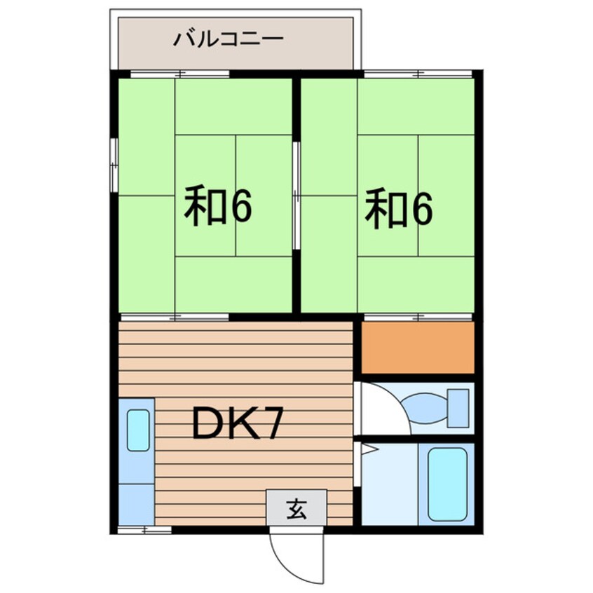 間取図 常磐線（東北地方）/相馬駅 徒歩12分 2階 築43年