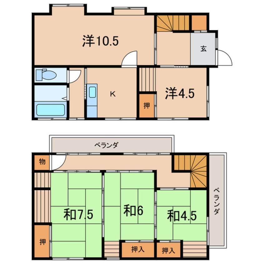 間取図 常磐線（東北地方）/相馬駅 徒歩31分 1-2階 築53年