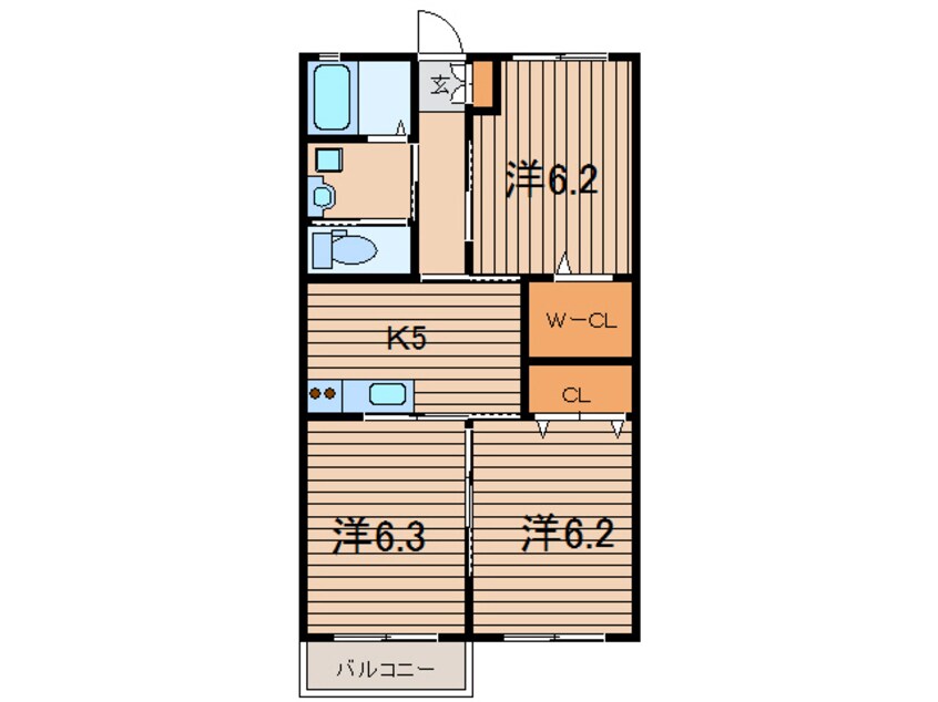 間取図 常磐線（東北地方）/相馬駅 徒歩17分 2階 築7年