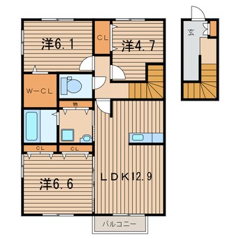 間取図 常磐線（東北地方）/相馬駅 徒歩21分 2階 築9年