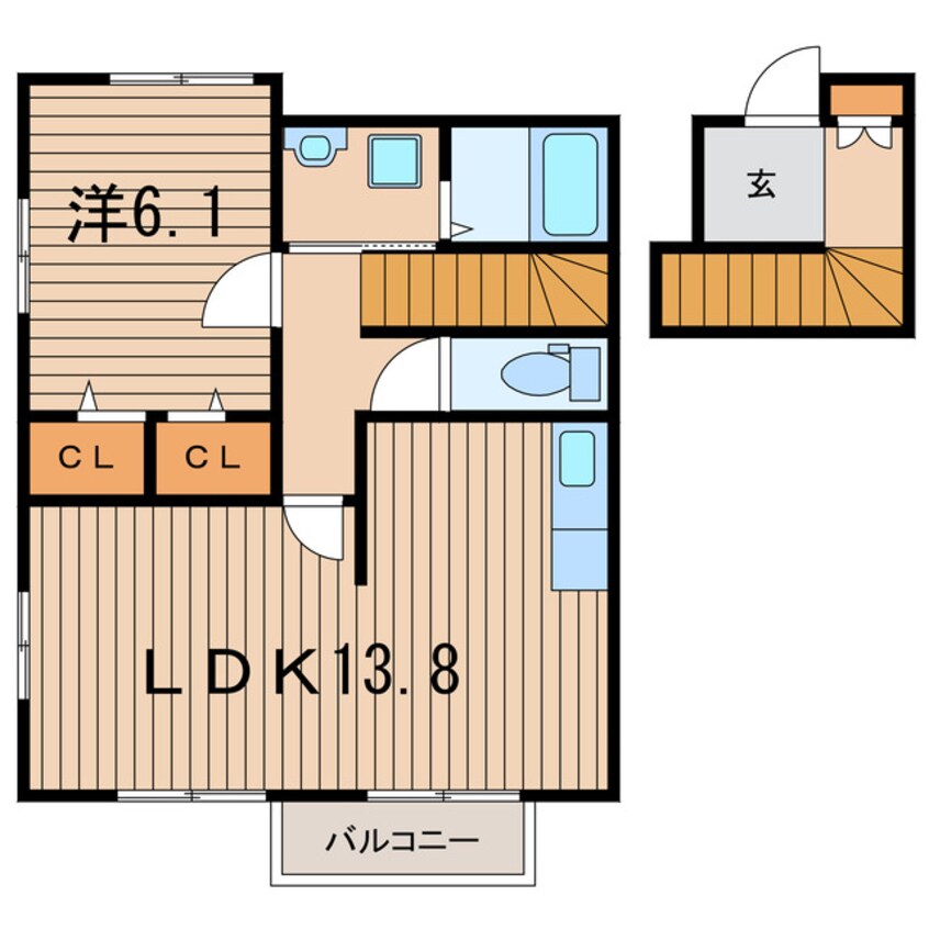 間取図 常磐線（東北地方）/相馬駅 徒歩17分 2階 築19年