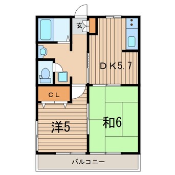 間取図 常磐線（東北地方）/相馬駅 徒歩18分 2階 築24年