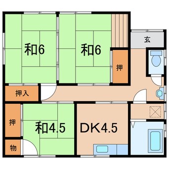 間取図 常磐線（東北地方）/原ノ町駅 徒歩32分 1階 築34年