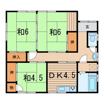 間取図 常磐線（東北地方）/原ノ町駅 徒歩32分 1階 築34年