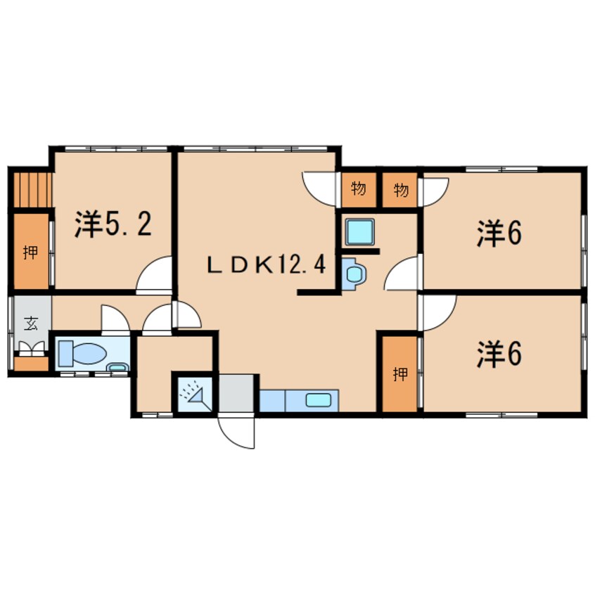 間取図 常磐線（東北地方）/相馬駅 車移動　8分3.4km 1階 築47年