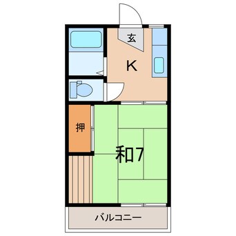 間取図 阿武隈急行/丸森駅 徒歩39分 1階 築38年