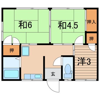 間取図 常磐線（東北地方）/相馬駅 徒歩19分 1階 築51年