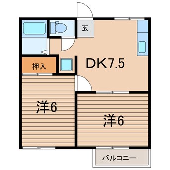 間取図 常磐線（東北地方）/原ノ町駅 徒歩17分 2階 築33年