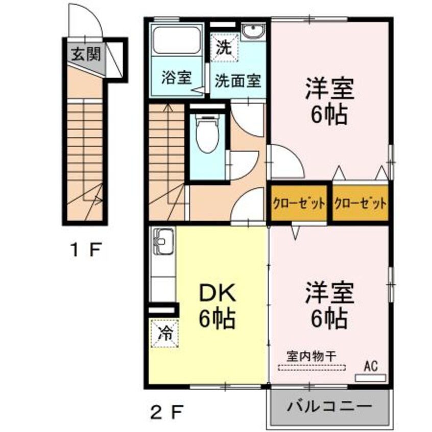 間取図 常磐線（東北地方）/駒ケ嶺駅 徒歩28分 2階 築17年