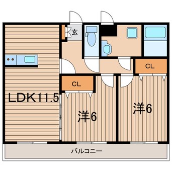 間取図 常磐線（東北地方）/相馬駅 徒歩15分 2階 築9年