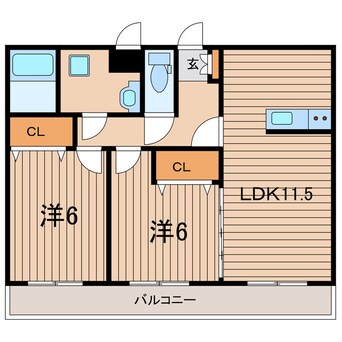 間取図 常磐線（東北地方）/相馬駅 徒歩15分 2階 築11年