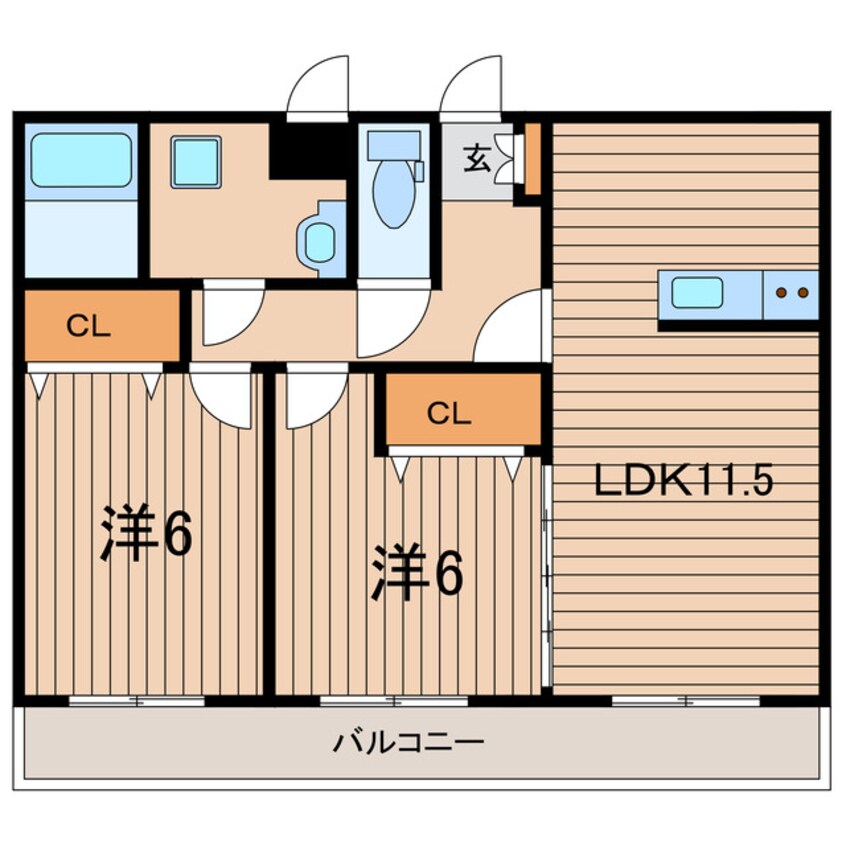 間取図 常磐線（東北地方）/相馬駅 徒歩15分 2階 築11年