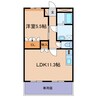 エクレセンス 1LDKの間取り