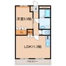 エクレセンス 1LDKの間取り