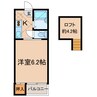 玉島長尾ハイツA・B 1Kの間取り
