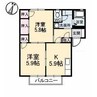ミルティミ八島 2Kの間取り