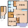 フォルム恵喜 2LDKの間取り