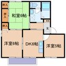 サンライズ長尾B 3DKの間取り