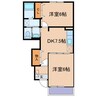 メゾン　ソレイユA・B 2DKの間取り