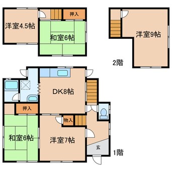 間取図 鴨方町六条院中戸建て