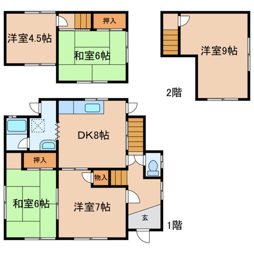 間取図 鴨方町六条院中戸建て