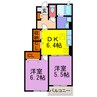 ブリランテ　ウノ・ドゥエ・トレ 2DKの間取り
