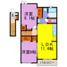 アンジュ 2LDKの間取り