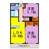 ユーミー福崎 2LDKの間取り