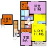シトロンⅠ・Ⅱ 2LDKの間取り