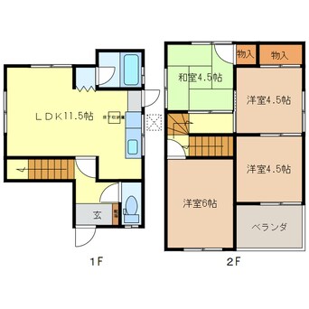 間取図 東山2丁目貸家（6-33）