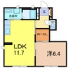 シャーメゾン古田刈 1LDKの間取り