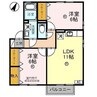 リバーサイド櫛川 2LDKの間取り