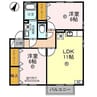 リバーサイド櫛川 2LDKの間取り